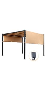 10'x10' Outdoor Patio Gazebo Heavy Duty Steel Frame Canopy with Double Roof, Privacy Curtains, for Garden, Backyard, and Lawn (Brown)