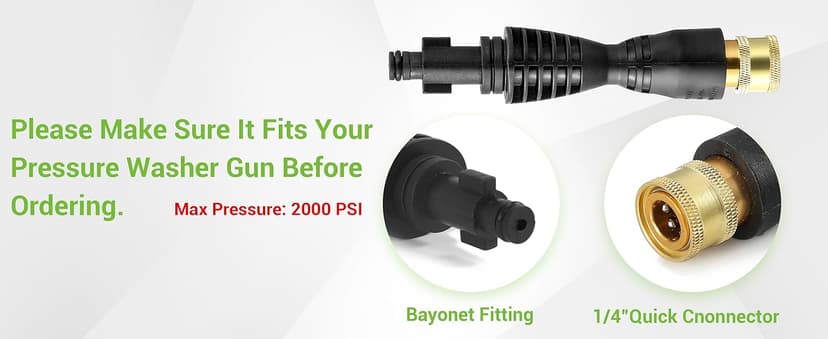 Pressure Washer Gun Adapter with 5 Spray Nozzles and 1 Tips Holder - Power Washer Wand Replacement Kit - Compatible with Some Ryobi, Portland, Husky Electric Pressure Washers Black