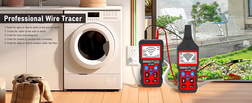 NF-826 Underground Wire Locator & Cable Tracer/Buried Wire Tracer and Cable Locator/Under Ground Circuit Tracer,for Dog Fence Cables Irrigation Control Wires,Tone Generator Kit (Professional Grade)