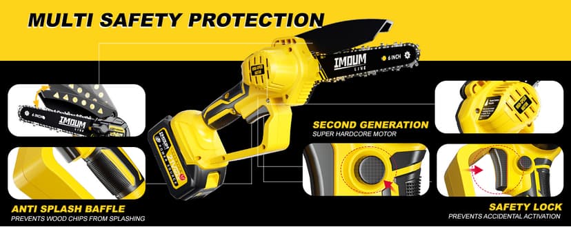 IMOUMLIVE 2-IN-1 Cordless Pole Saw & Mini Chainsaw, 21V 3.0Ah Battery Powered 6 Inch Electric Pole Chainsaw, 6.6 LB Lightweight, 15.2-Foot MAX Reach Pole Saw for Tree Trimming