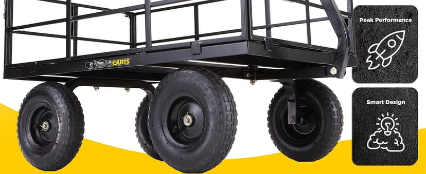 Gorilla Carts Heavy Duty Utility Cart, All Terrain Garden Wagon, 1200 Lb, Black