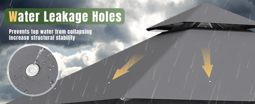 AOXUN Outdoor Gazebo for Patio 10x10, Metal Frame Canopy with Double Roofs, Heavy Duty Party Tent and Shelter with Mosquito Netting and Privacy Screen for Backyard, Lawn, Garden, Deck (Grey)