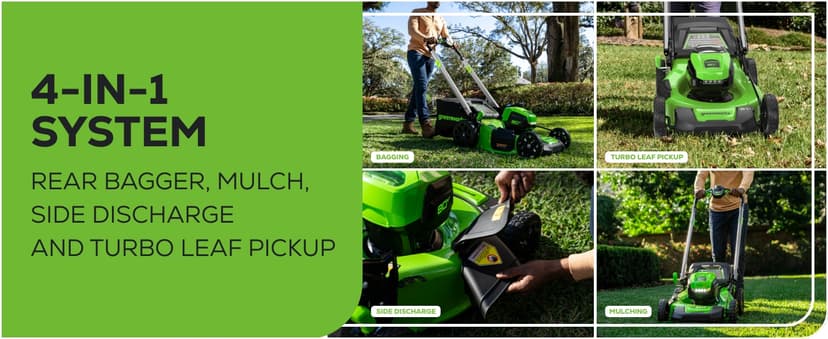 Greenworks 80V 21" Brushless Cordless (Self-Propelled) Lawn Mower (LED Headlight + Aluminum Handles), 4.0Ah Battery and Rapid Charger Included (75+ Compatible Tools)