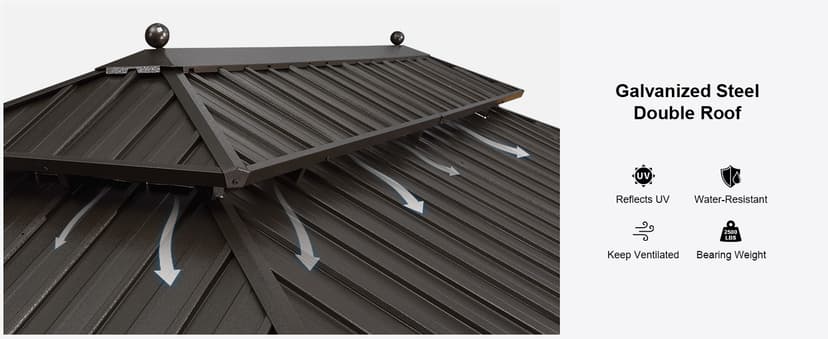 PURPLE LEAF 10' x 14' Hardtop Gazebo with Curtains and Netting for Hot Tub Heavy Duty Deck Beach Pool Backyard Outdoor Canopy Tent Sun Shade Metal Roof Patio Permanent Pavilion