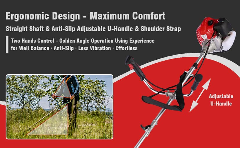 58CC Weed Wacker Gas Powered, 2-Cycle 4 in 1 Gas Weed Eater Brush Cutter with 4 Detachable Heads 18.5" Cutting Path Cordless String Trimmer Grass Cutter Machine for Lawn, Garden Care, Orange