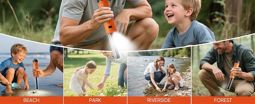 Rechargeable Metal Detector Pinpointer with 1300mAh Battery – IP68 Waterproof Handheld Probe – 360° High Sensitivity Detection Wand – Treasure Hunting Tool for Adults, Kids, Beach and Soil