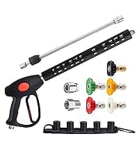 M MINGLE Replacement Pressure Washer Gun with Extension Wand, M22 15mm or M22 14mm Fitting, 5 Nozzle Tips, 40 Inch, 4000 PSI