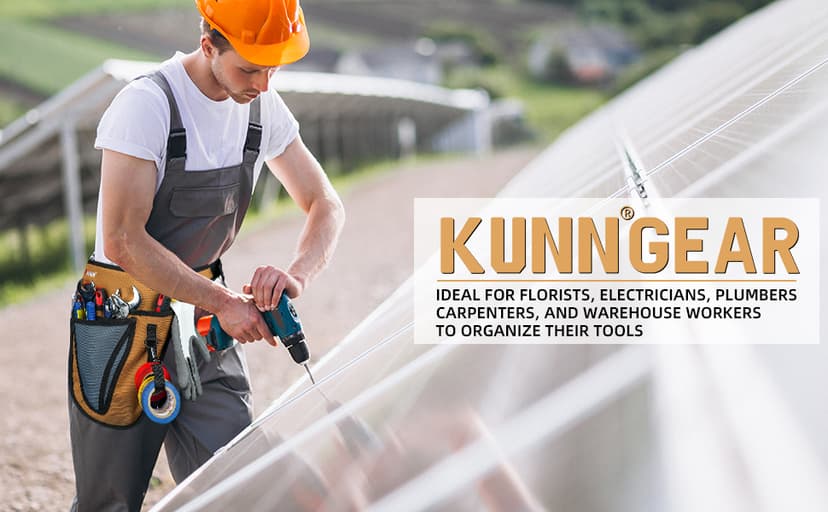 KUNN Garden Tool Waist Belt - 4 Deep Pockets Tool Apron for Women Men,Utility Pouch for Gardening,Electrican,Florists,Plumbing