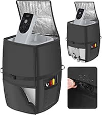 Hot Tub Spa Heater Pump Cover,Waterproof 600D Oxford Fabric Aluminum Film Insulated Cover,Inflatable Hot Tub Spa Heater Pump,Easy Installation with Zipper and Adhesive Straps,Black,Square