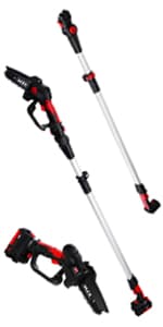 MZK 8'' Cordless Pole Saw, 4AH Battery Powered Pole Saws, 13-Foot Reach Chain Saw for Tree Trimming with Oiling System, 20V Electric Pole Chainsaw, Multi-Angle Head(Battery and Fast Charger Included)