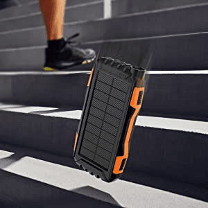 Solar Charger, Power Bank, 42800mAh Portable Charger Power Bank External Battery Pack 5V3.1A Qc 3.0 Fast Charger Built-in Super Bright Flashlight (Orange)