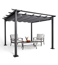 HAPPATIO 10' X 10' Pergola Retractable Canopy for Backyards, Gardens, Patios, Outdoor Pergola with Sun Shade Canopy, Includes Ground Studs and Expansion Screws (Grey)