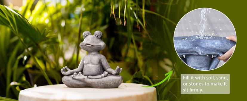 Goodeco 12.5" L×10" H Meditating Yoga Frog Statue - Gifts for Women/Mom, Zen Garden Frog Figurines for Home and Garden Decor, Frog Decorations Gift Ideas, Frog Gifts for Women