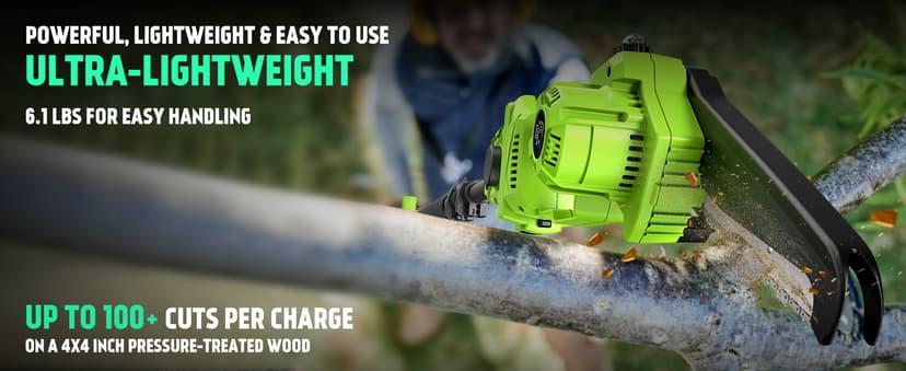 2-in-1 Cordless Pole Saw 8 Inch&Mini Chainsaw, with 2×4.0Ah 21V Battery and Charger, Brushless Motor, Total Reach of Max 15ft, Electric Pole Saw for Tree Trimming and Hedge Cutting
