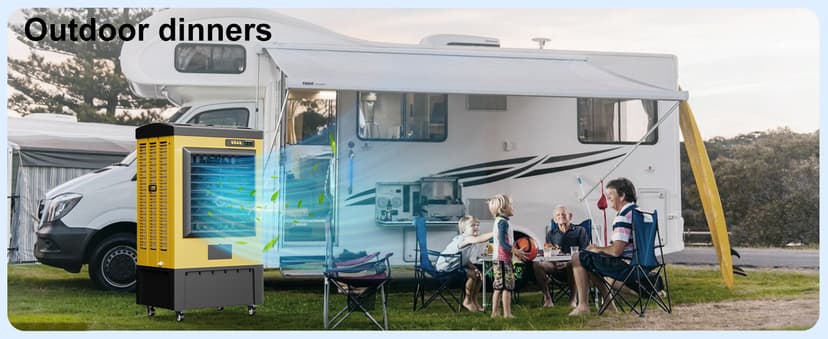 Swamp Cooler, 6500 CFM Evaporative Air Cooler, 19 Gal Water Tank Outdoor Air Conditioner, 3 Speed,5 Ice Boxes,Suitable for Indoor & Outdoor Garage,Patio,courtyard,factory workshop,50inch