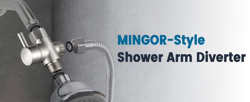 Shower Arm Diverter Valve for Hand Held Showerhead and Fixed Spray Head,G 1/2 3-Way Bathroom Universal Shower System Replacement Part/Brass (Brushed Nickel)