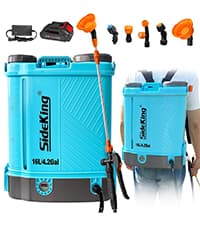 3.2 Gallon Battery Powered Backpack Sprayer, Upgraded Electric Back Pack Sprayer with 3 Spray Force, Battery Indicator, Rechargeable Handle, 41" Telescopic Wand, 5 Mist Nozzles, for Lawn and Garden