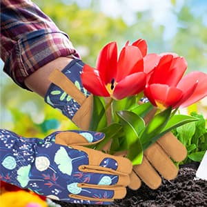 Womens Gardening Weeding Working Gloves, Leather Garden Glove for Women Thorn Proof No Stab for Digging, Planting,Pruning
