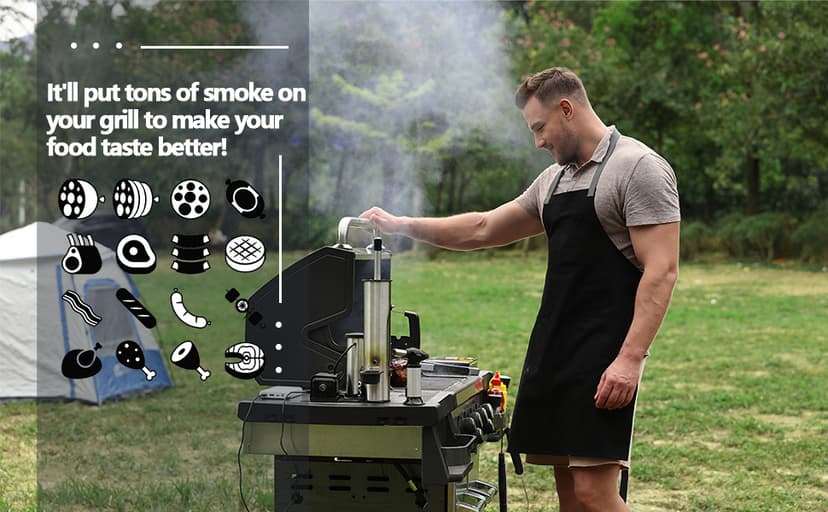 Cold Smoke Generator, Tube for Pellet Smoker Upgrade, Generator for Gas Grilling, Portable Cordless Electric Smoker, Hot or Cold Smoking, Pellet Smoker: Box for Any Grill