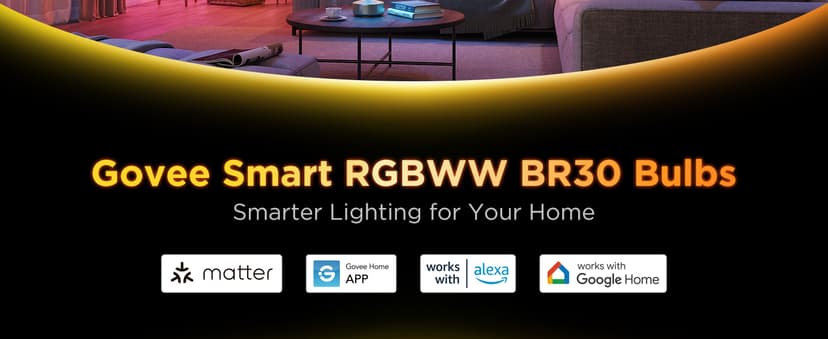 Govee BR30 Smart Light Bulbs, Works with Matter, Alexa and Google Assistant, LED Light Bulb, WiFi RGBWW Color Changing Flood Light Bulbs, Recessed Can Light Bulb, 2.4Ghz only, 850 Lumen, 4 Pack