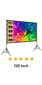 Projector Screen and Stand, Wootfairy 120 inch Foldable and Portable Projection Screen 16:9 4K HD Rear Front Wrinkle-Free Movie Screen with Carry Bag for Indoor Outdoor Home Theater Backyard Cinema