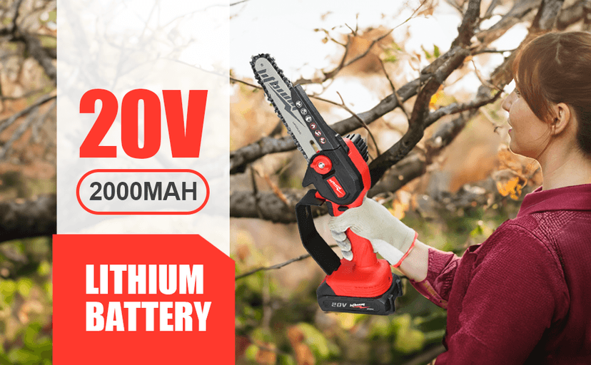 Mini Chainsaw Cordless, 6 Inch Portable Electric Chainsaw, One-Hand Handheld Small Chain Saw for Cutting Wood Trimming and Woodworking- Mini Chain Saw Battery Powered with 2 Batteries