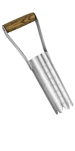 2024 New Upgrade Hand Dibber with 5 inches Measuring Scale, Easy to Grip L-Shaped Wood Handle Dibbler, Stamped Stainless Steel Tip Seed Dibber, 11.3'' Dibber for Sowing Seeds and Planting Seedlings