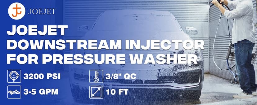 JOEJET Downstream Injector for Pressure Washer, Fixed Chemical Injector Kit with 3/8 Inch Quick Connect, 3-5 GPM