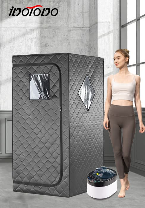 Full Size Portable Personal Infrared Sauna for Home, Personal Home Spa Tent with Remote Control, Heating Foot Pad, Foldable Reinforced Chair (Grey, L33.8 x W 33.8" x H 66.5"