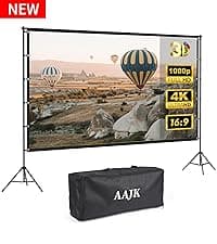 AAJK Outdoor Projection Screen 150 inch, Washable Projector Screen 16:9 Foldable Anti-Crease Portable Projector Movies Screen for Home Theater Outdoor Indoor Support Double Sided Projection