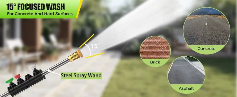 Electric Pressure Washer - GUIFIN Portable Power Washer with Soap-Adjustable Tank, Steel Spray Wand, 4 Pressure Tips, 6.6 FT Inlet & 23 FT Outlet Hose, 3800PSI & 2.4GPM, for Patio/Car/Driveway/Fence