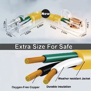 HUANCHAIN 12/3 Gauge Heavy Duty Outdoor Extension Cord 100 ft Waterproof with Lighted end, Flexible Cold-Resistant 3 Prong Electric Cord Outside, 15Amp 1875W 12AWG SJTW, Yellow, ETL