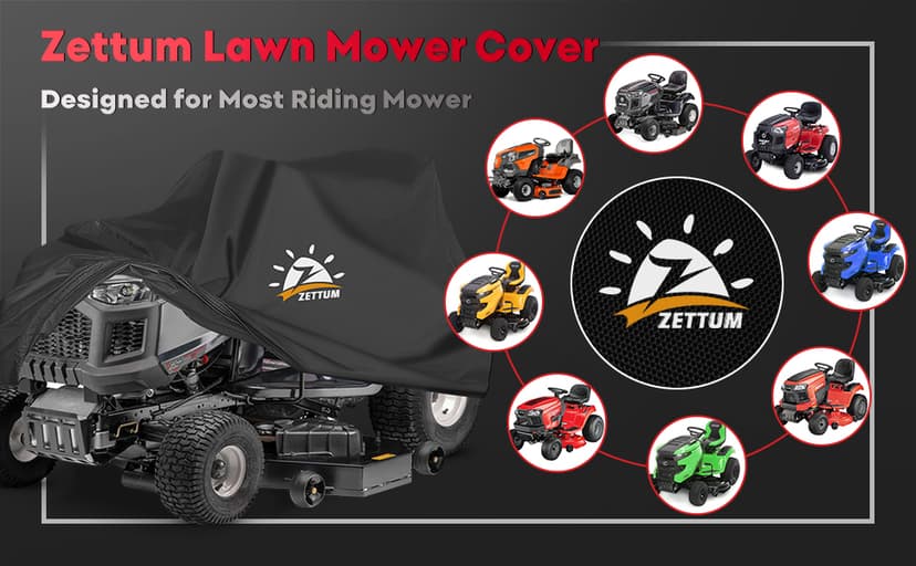Riding Lawn Mower Cover - Lawn Tractor Covers Waterproof & Heavy Duty, 600D Outdoor Mower Cover Universal fit with Storage Bag for John Deere, EGO, Toro, Craftsman, Husqvarna, Honda and More