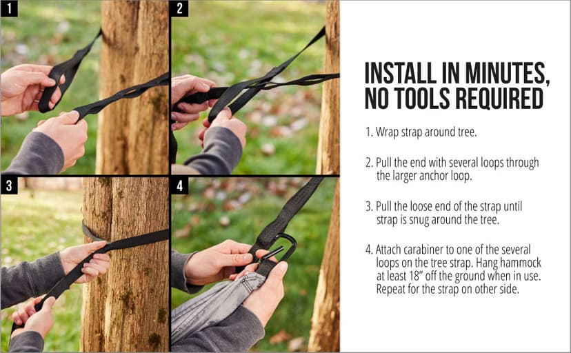 GORILLA GRIP Durable Portable Camping Hammock, Holds 400lbs with Heavy Duty Tree Straps, Comfortable Travel Swing, Camp Hammocks, Easy to Use and Install, Outdoor Essentials, Orange, 10x6.5 FT