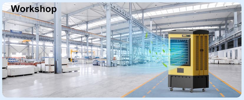 Swamp Cooler, 6500 CFM Evaporative Air Cooler, 19 Gal Water Tank Outdoor Air Conditioner, 3 Speed,5 Ice Boxes,Suitable for Indoor & Outdoor Garage,Patio,courtyard,factory workshop,50inch