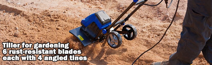 BILT HARD 18 Inch Electric Tiller Cultivator, Corded 15 Amp 6 Steel Tines Tillers for Gardening, Garden Rototiller for Soil Digging with Adjustable Wheels
