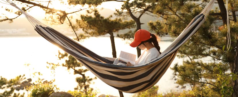 INNO STAGE Double Hammock - 2 Persons Portable Hanging Camping Bed, Blue, 118.3"L x 63"W, 350Lbs Capacity, Polyester, Supports Up to 350 lbs