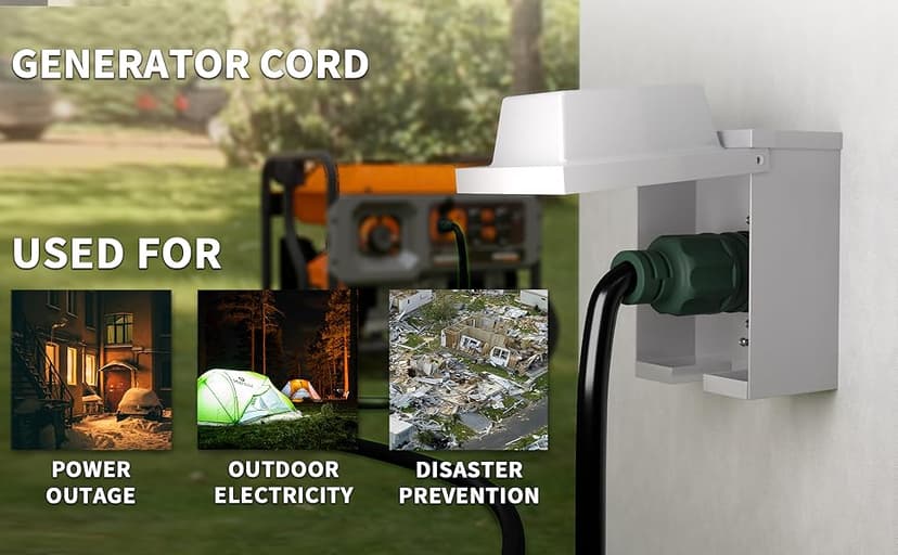 50 FT 30 Amp Generator Extension Cord 4 Prong, Heavy Duty NEMA L14-30P to NEMA L14-30R, 125/250V 7500W, Green 10 Gauge STW Twist Locking House Power Cord, 50 Feet Generator Cable