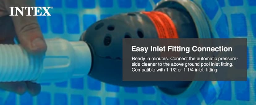 INTEX 28006E ZX100 Pressure-Side Above Ground Automatic Pool Cleaner: For Bigger Pools – Cleans Pool Floor – Removes Debris – Removable Filter Tray – 21ft Tangle Free Hose