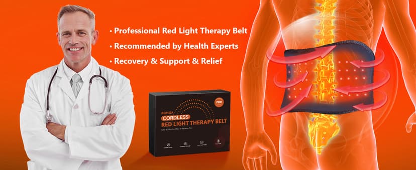 Red Light Therapy Belt & Back Massager for Pain Relief, Infrared Light Therapy Vibration Rechargeable, Red Light Therapy Device for Body Massage for Back Shoulder Waist Knee for Cordless Use