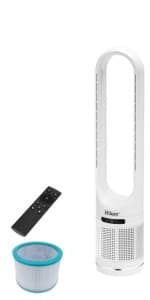 Oscillating All Season Bladeless Fan, 1400W Space Heater & 40W Cooler Fan Combo with Remote,Installation Free Quiet Fan,Tip-Over Switch80°Oscillating, 8 Speeds, 9H Timer,22 inch