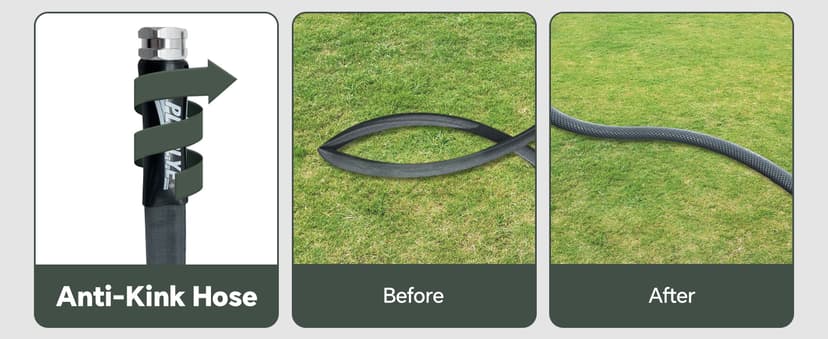 50ft Non-Expanding Garden Hose – Ultra-Light, Kink-Free, High-Pressure, Abrasion-Resistant, Durable, All-Weather, Eco-Friendly, Black&Gray