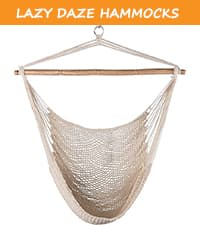 Lazy Daze Hammocks 12 FT Quilted Fabric Double Hammock with Spreader Bars and Detachable Pillow, 450 LBS Weight Capacity, Mixed Blue Stripes