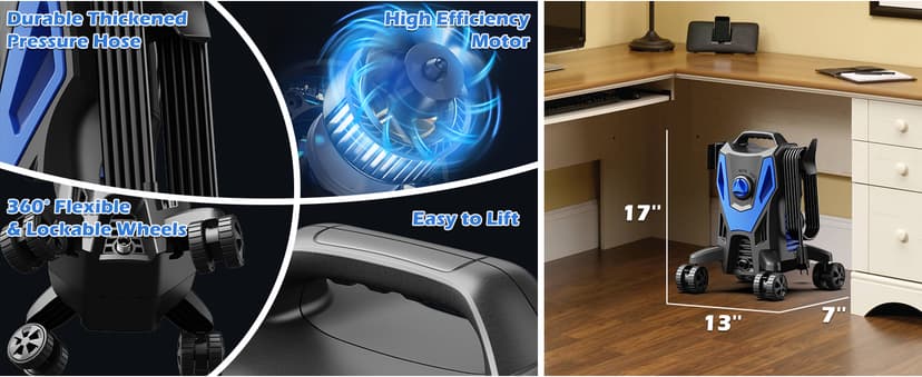 Electric Pressure Washer, 4200PSI 2.8GPM, Foam Cannon, 4 Nozzle Tips, 20 FT Hose, 35FT Power Cord, Strong Power Washer with Anti-Tipping Technology for Cars, Garden, Fences, Patios, Driveways