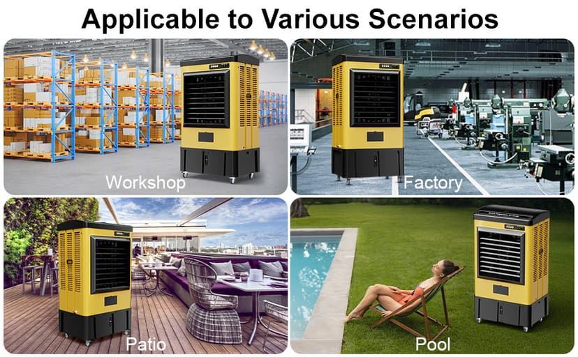 4800 CFM Swamp Cooler Air Conditioner, 41" Evaporative Air Cooler with 10.6 Gal Water Tank, 3 Speeds, 120°Oscillation, 3 Ice Packs, Outdoor Air Conditioner for Garage, Patio, Yard, Factory