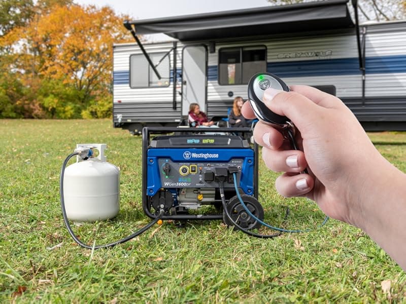 Westinghouse 4650 Peak Watt Dual Fuel Portable Generator, Remote Electric Start with Auto Choke, RV Ready 30A Outlet, Gas & Propane Powered