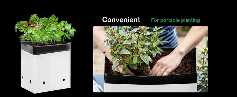 VIVOSUN 50-Pack 3 Gallon Grow Bags for Plants, Black-and-White Thick Plastic Bags for Potting Seedlings, and Rooting