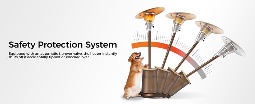 50,000 BTU Patio Heater for Outdoor Use With Adjustable Heat Focusing Top, Propane Patio Heater with Wheels, Stainless Steel Burner for Porch Garden Commercial Residential, Dark Brown