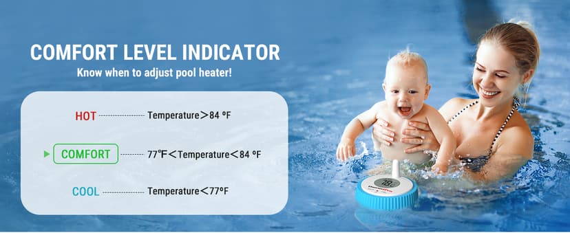 ThermoPro Digital Pool Thermometer Floating Easy Read, Large Size Water Thermometer for Cold Plunge, IPX8 Waterproof Water Temperature Monitor for Hot Tub/Ice Bath/Swimming Pool/SPA/Aquarium/Pond