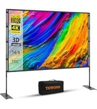 Projector Screen and Stand,Towond 120 inch Outdoor Projection Screen, Portable 16:9 4K HD Rear Front Movie Screen with Carry Bag Wrinkle-Free Design for Home Theater Backyard Cinema